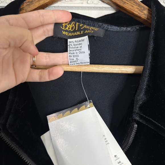 NWT Bob Mackie Wearable Art Velour Zip Up Track Jacket With Embroidered Jacket - Picture 6 of 6